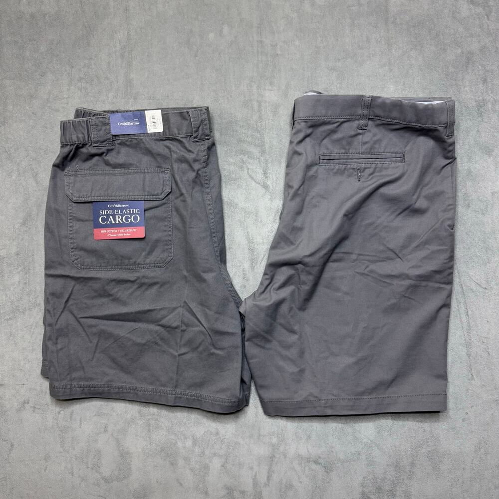 Croft and Barrow Lot of 2 Gray Cargo/Chino Shorts Size 42